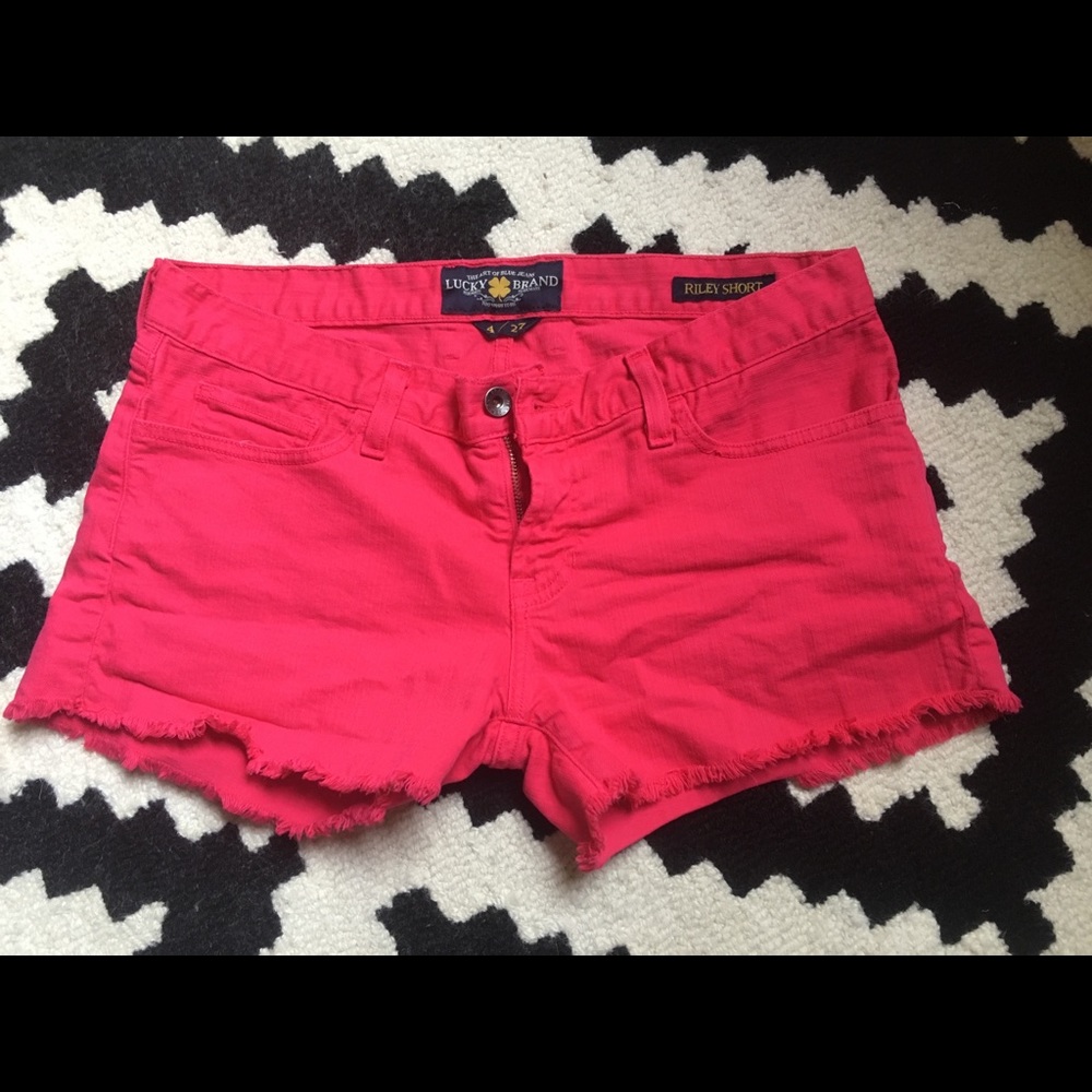 Lucky brand cut off Riley shorts hot pink. Sz 4/27